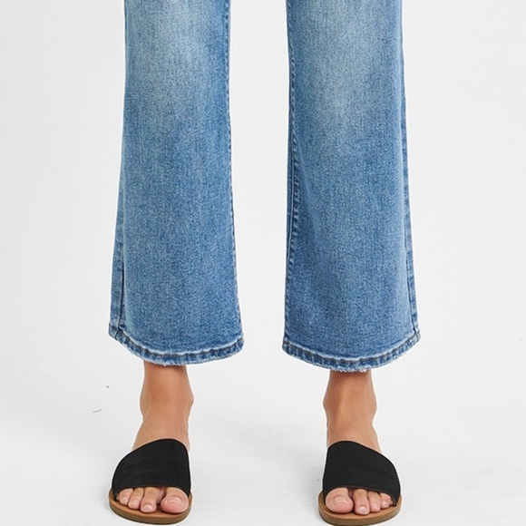 RISEN High-Rise Bootcut Cropped Ankle Mom Jeans 90s Patch Pocket Denim Pants - Picture 11 of 13